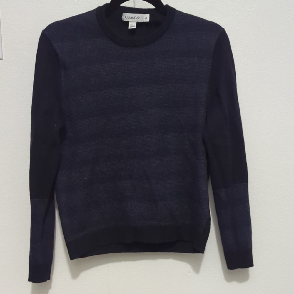 Calvin Klein Dark Blue Wool Crewneck Sweater